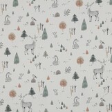 Katoen Poplin Stof Digitale Print - Bosdieren - Off White