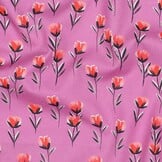 Katoen Poplin Stof Digitale Print - Bloemen - Fuchsia