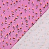 Katoen Poplin Stof Digitale Print - Bloemen - Fuchsia