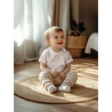 Organic Jersey Katoen Stof - Bladeren Naturel