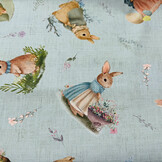 Katoen Deco Stof Paasfeest Konijntjes - Mint