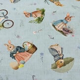 Katoen Deco Stof Paasfeest Konijntjes - Mint