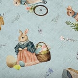 Katoen Deco Stof Paasfeest Konijntjes - Mint