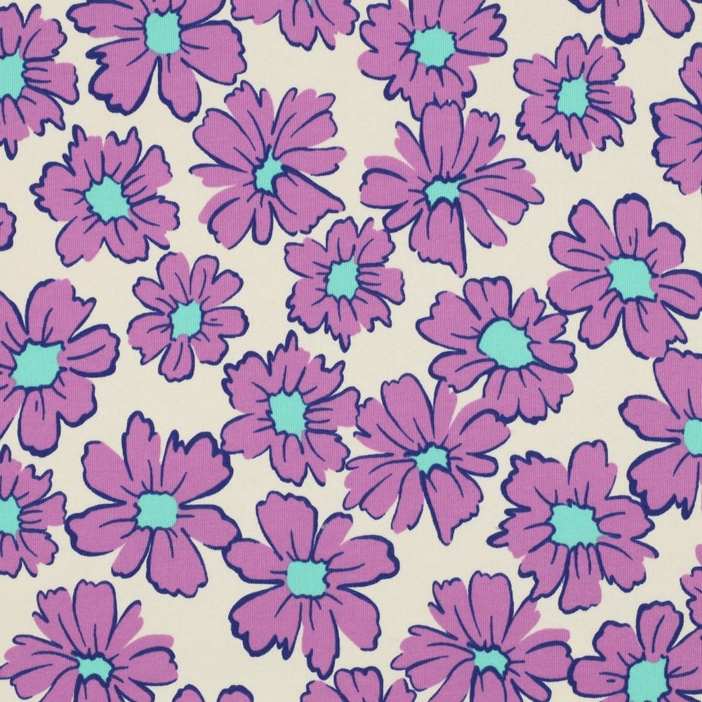 Jogging Stof Bloemen - Off-White