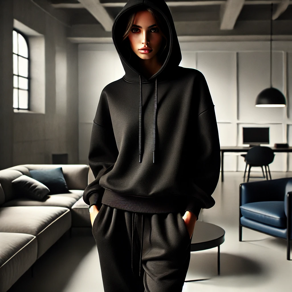 Urban Katoen Sweat Stof - Zwart