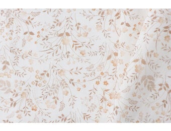 Poplin Katoen Digitale Print - Beige Wilde Bloem