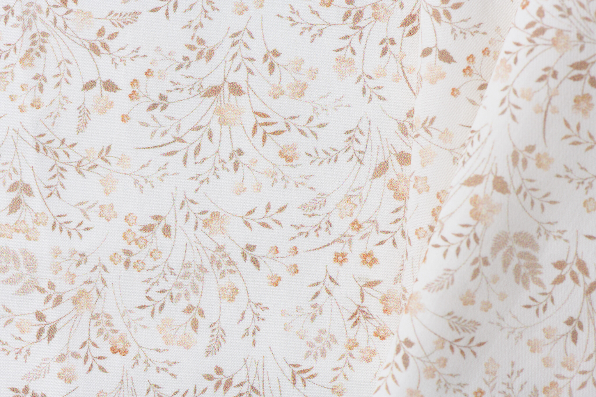 Poplin Katoen Digitale Print - Beige Wilde Bloem