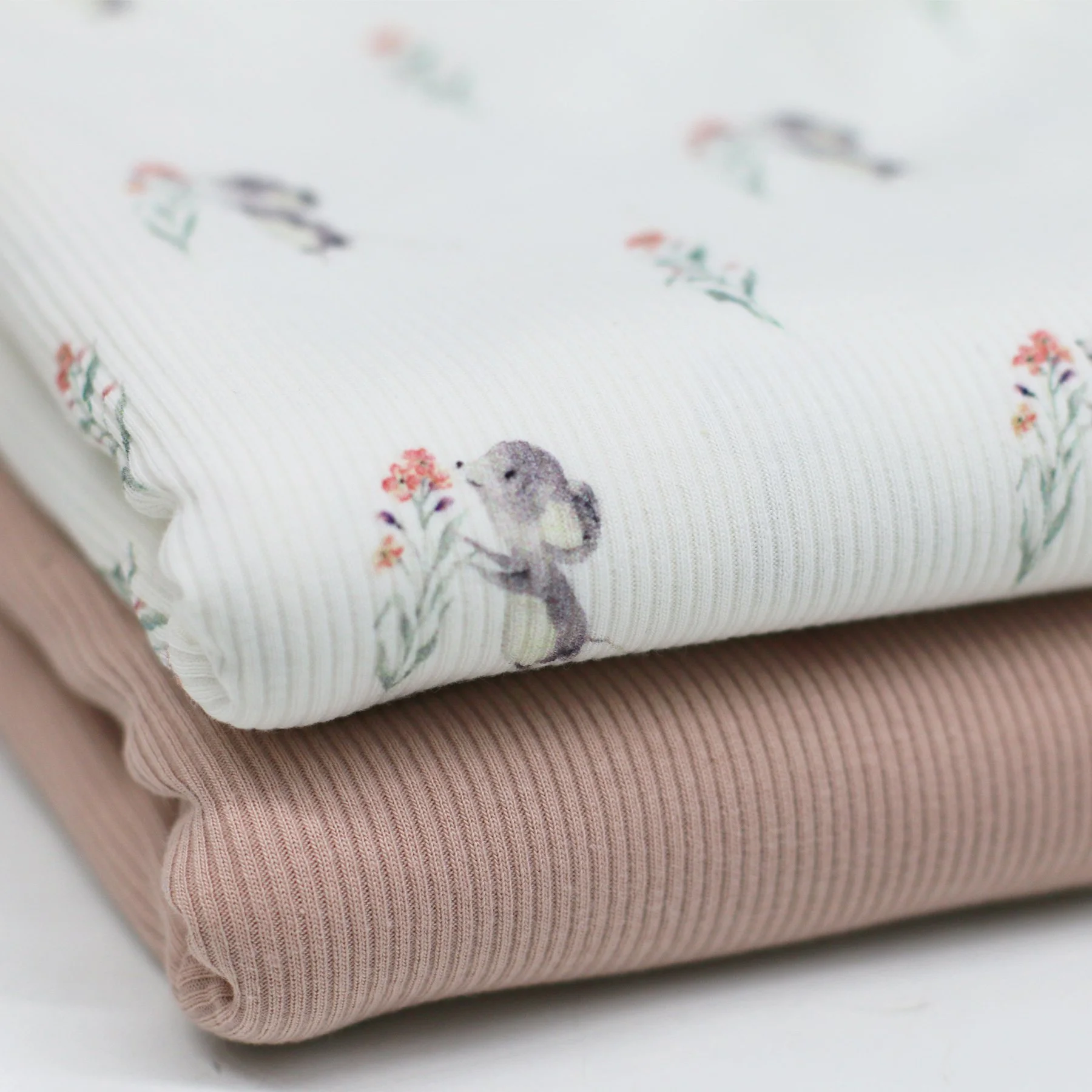 Rib Jersey Stof - Lief Muisje
