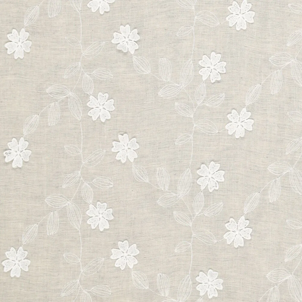 Katoen Embroidery Catchy Wildbloem Naturel