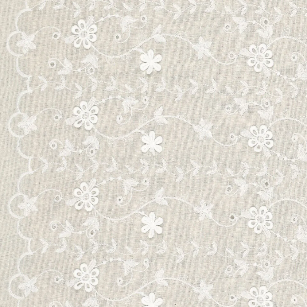 Katoen Embroidery Catchy Bloemkrans Naturel