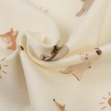 Jersey Katoen Stof Digitale Print - Bosvriendjes - Ecru