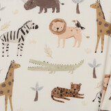 Jersey Katoen Stof Digitale Print - Safari Dieren - Ecru