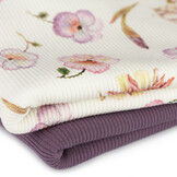 Rib Jersey Stof - Roze Schetsbloem