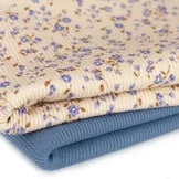 Rib Jersey Stof - Blauwe Minibloemen