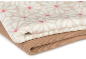 Rib Jersey Stof - Hartjes Bloem Beige