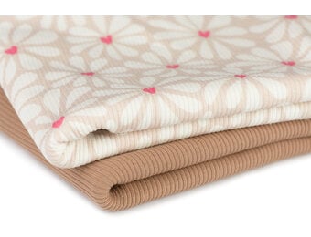 Rib Jersey Stof - Hartjes Bloem Beige