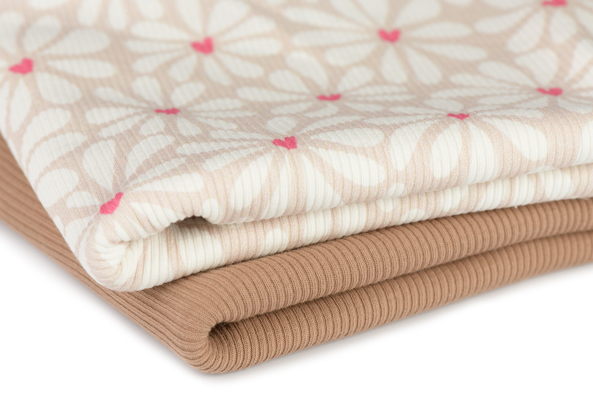 Rib Jersey Stof - Hartjes Bloem Beige