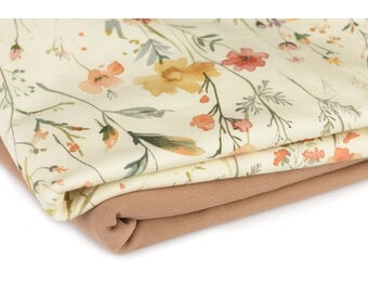 Jersey Katoen Digitale Print - Aquarel Wilde Bloemen