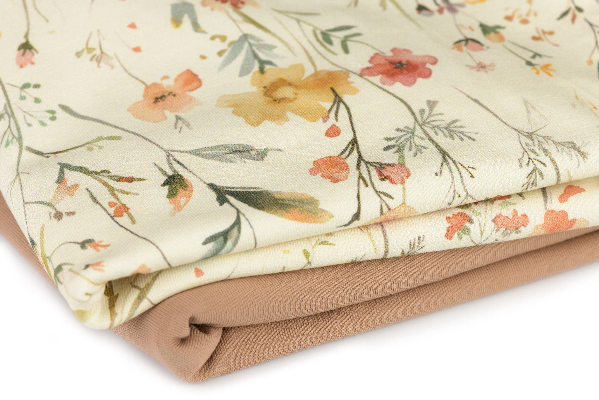 Jersey Katoen Digitale Print - Aquarel Wilde Bloemen