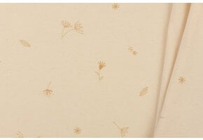 Organic Jersey Katoen Stof - Bladeren Naturel