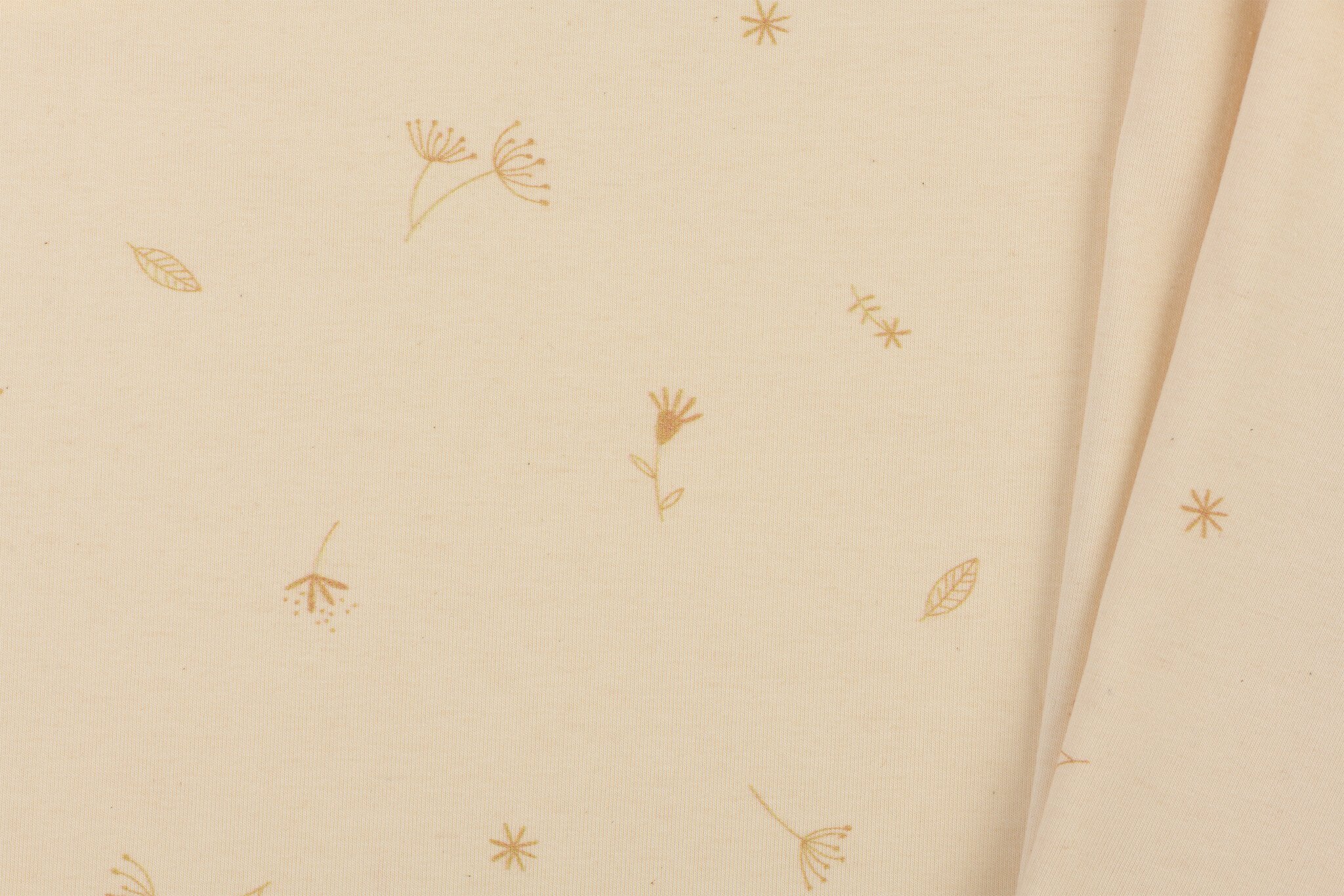 Organic Jersey Katoen Stof - Bladeren Naturel