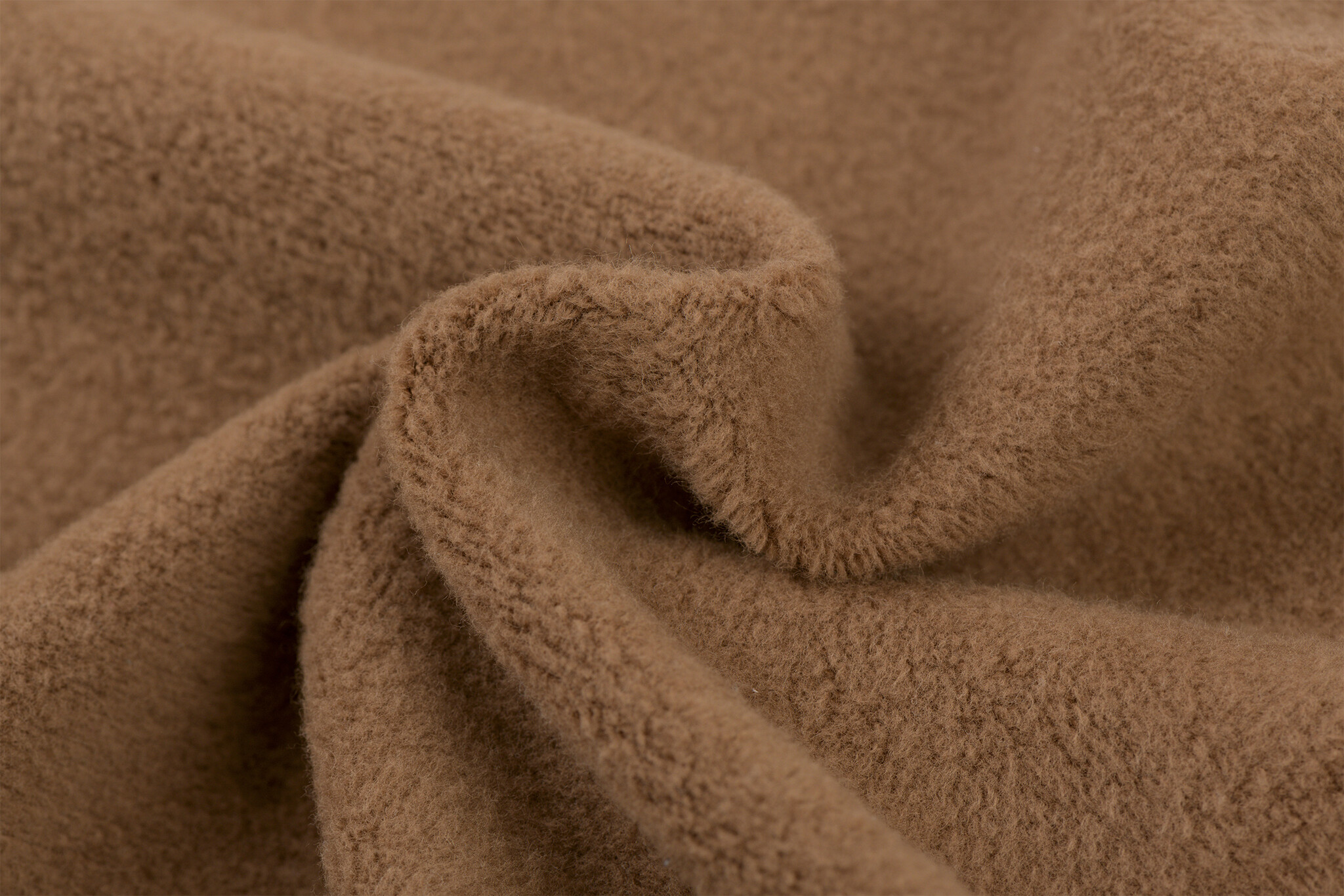 Fleece Katoen Stof (Sherpa) Dusty Bruin