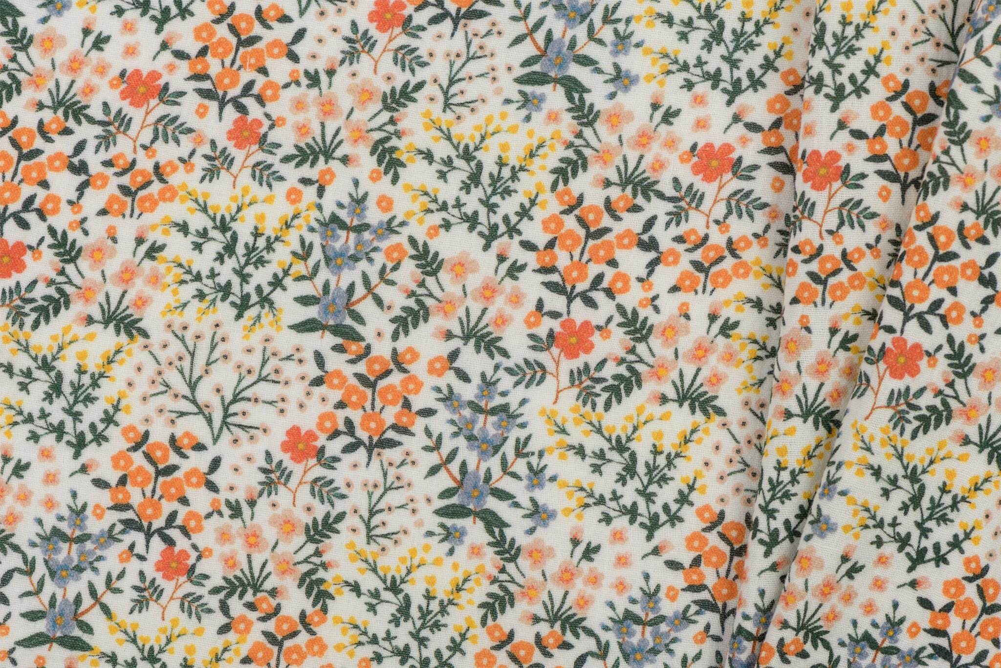 Hydrofiel Katoen Stof Digitale Print Bloemen - Wit