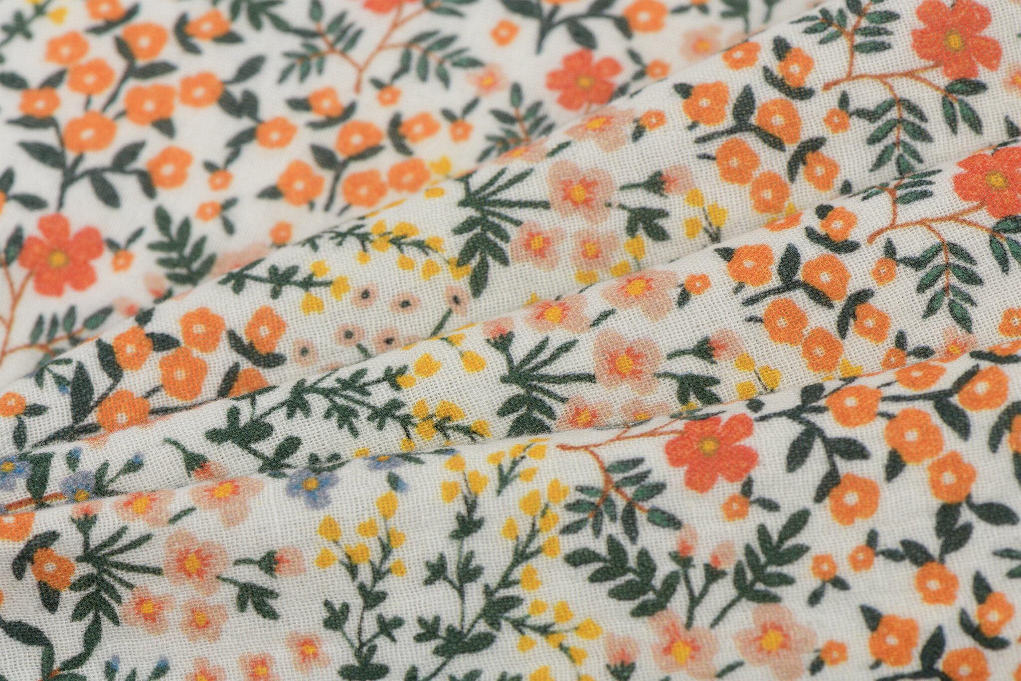 Hydrofiel Katoen Stof Digitale Print Bloemen - Wit