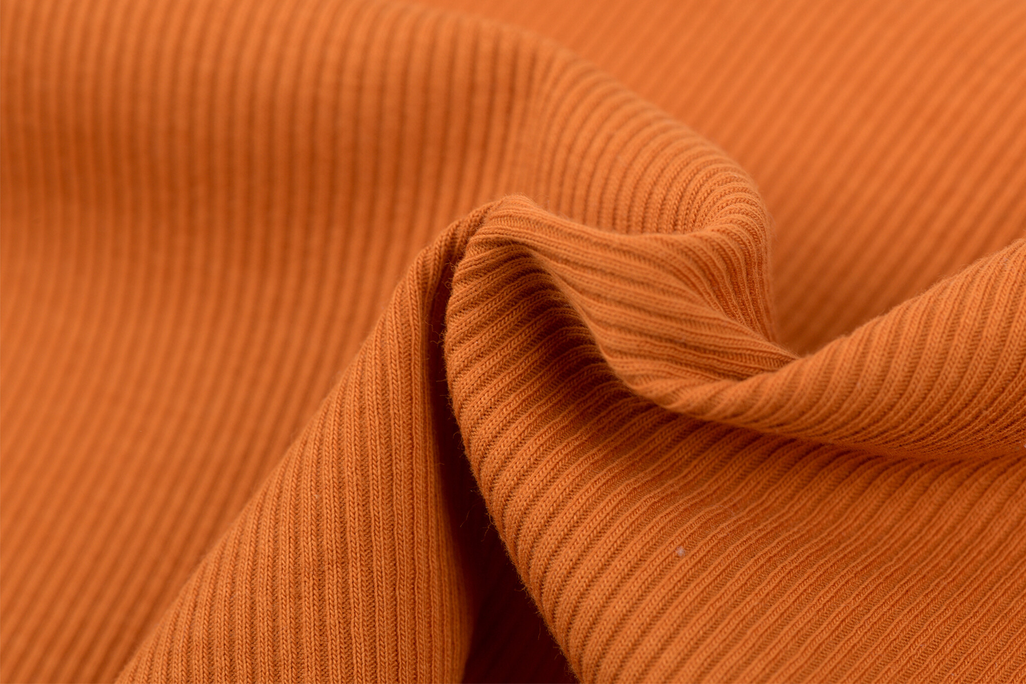 Rib Jersey Stof Dusty Oranje