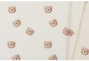 Poplin Katoen Digitale Print - Lieve Beren Ecru