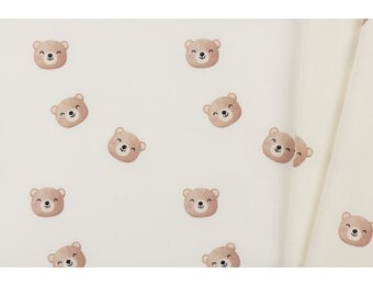 Poplin Katoen Digitale Print - Lieve Beren Ecru