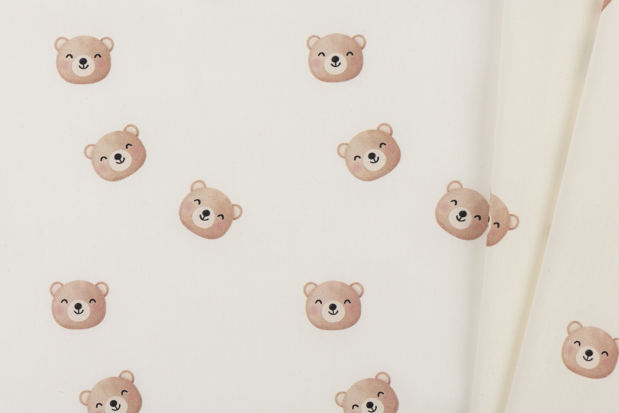 Poplin Katoen Digitale Print - Lieve Beren Ecru