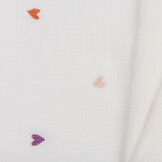 Hydrofiel Stof Embroidery Hartjes Roze- Oranje