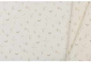 Poplin Katoen Digitale Print - Gezellige Bloem Beige
