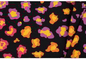 Jersey Katoen Stof Glitter Dierprint - Zwart