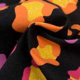 Jersey Katoen Stof Glitter Dierprint - Zwart