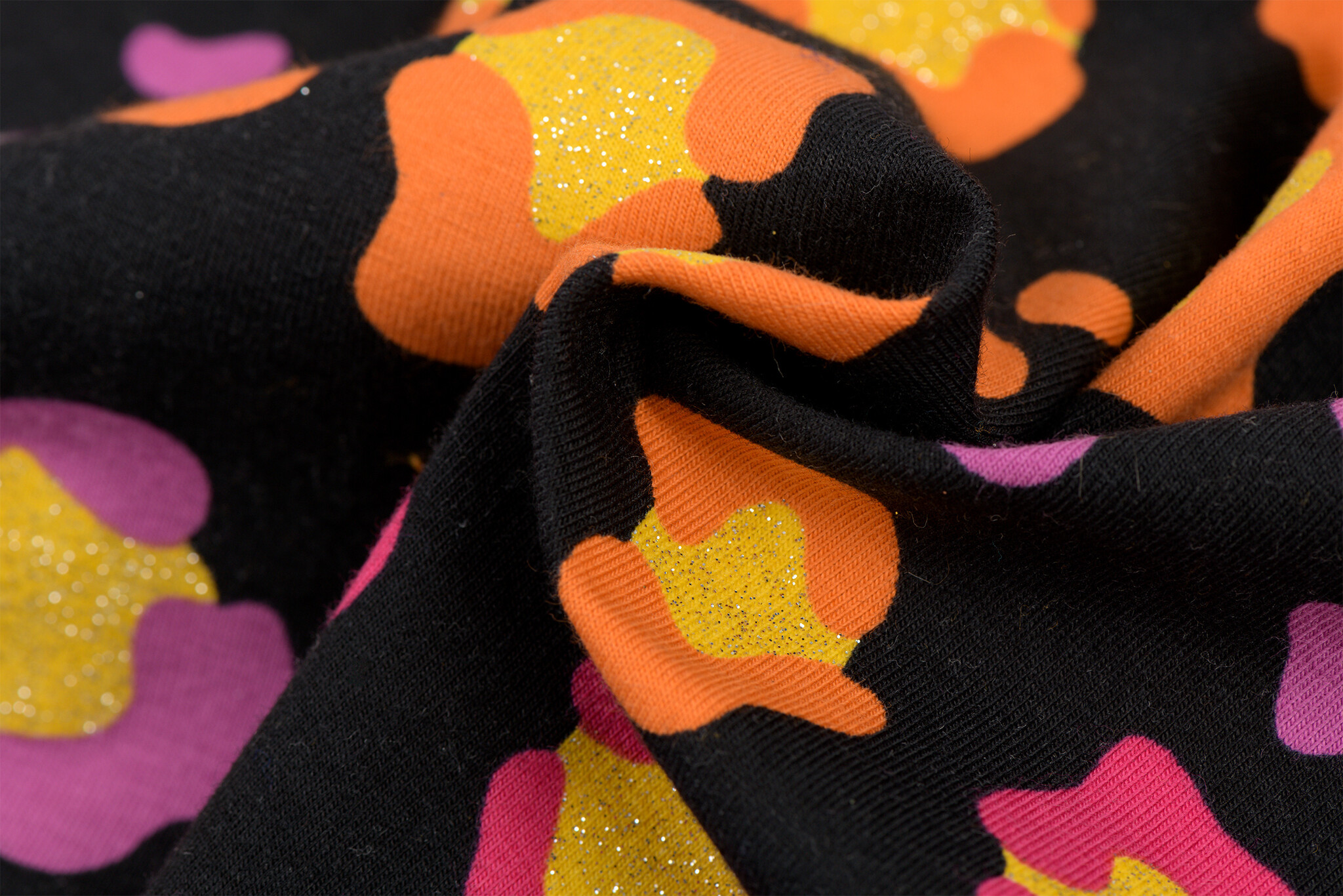 Jersey Katoen Stof Glitter Dierprint - Zwart