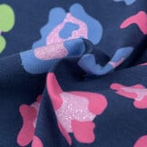 Jersey Katoen Stof Glitter Dierprint - Marine