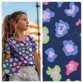 Jersey Katoen Stof Glitter Dierprint - Marine