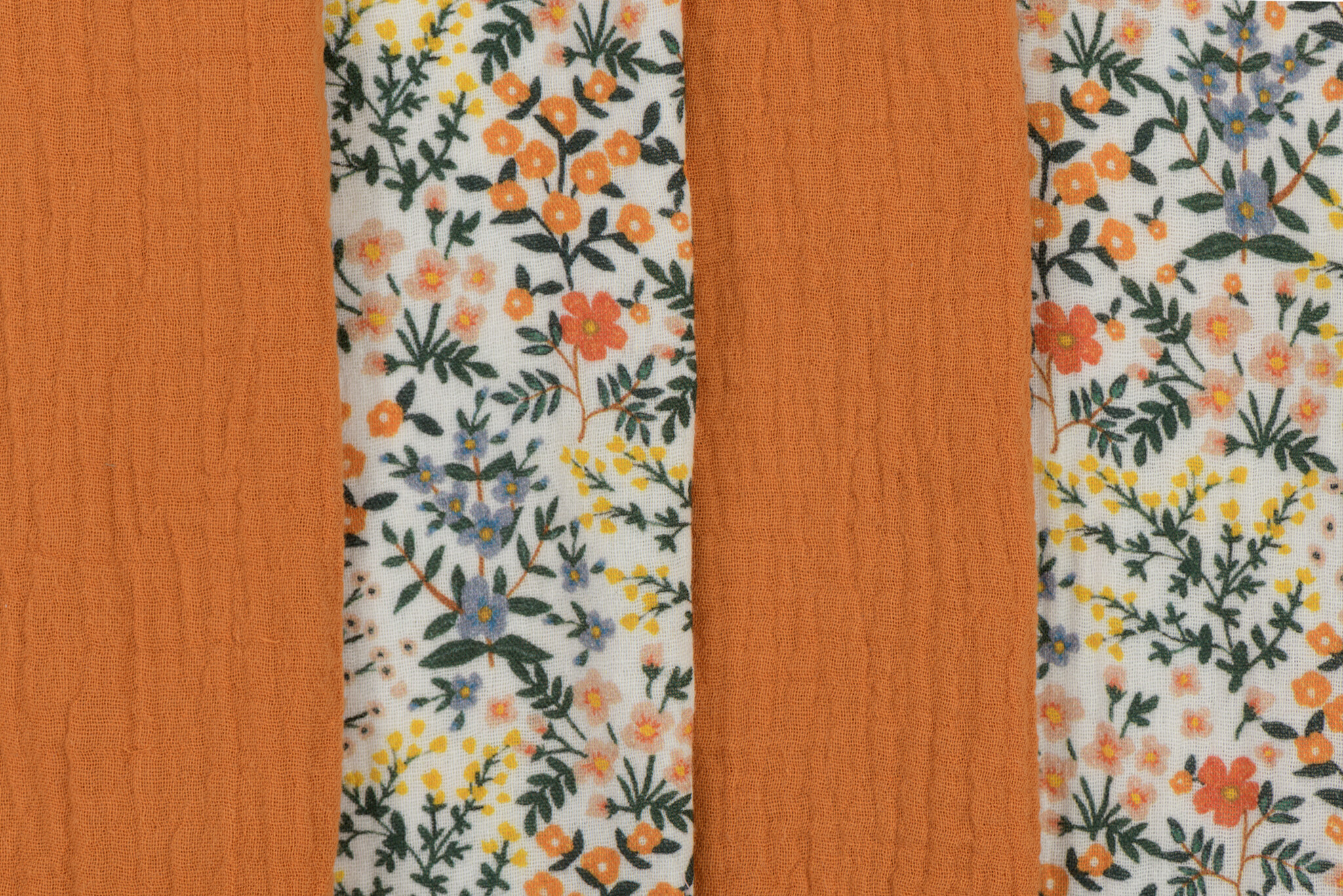 Hydrofiel Katoen Stof Digitale Print Bloemen - Wit