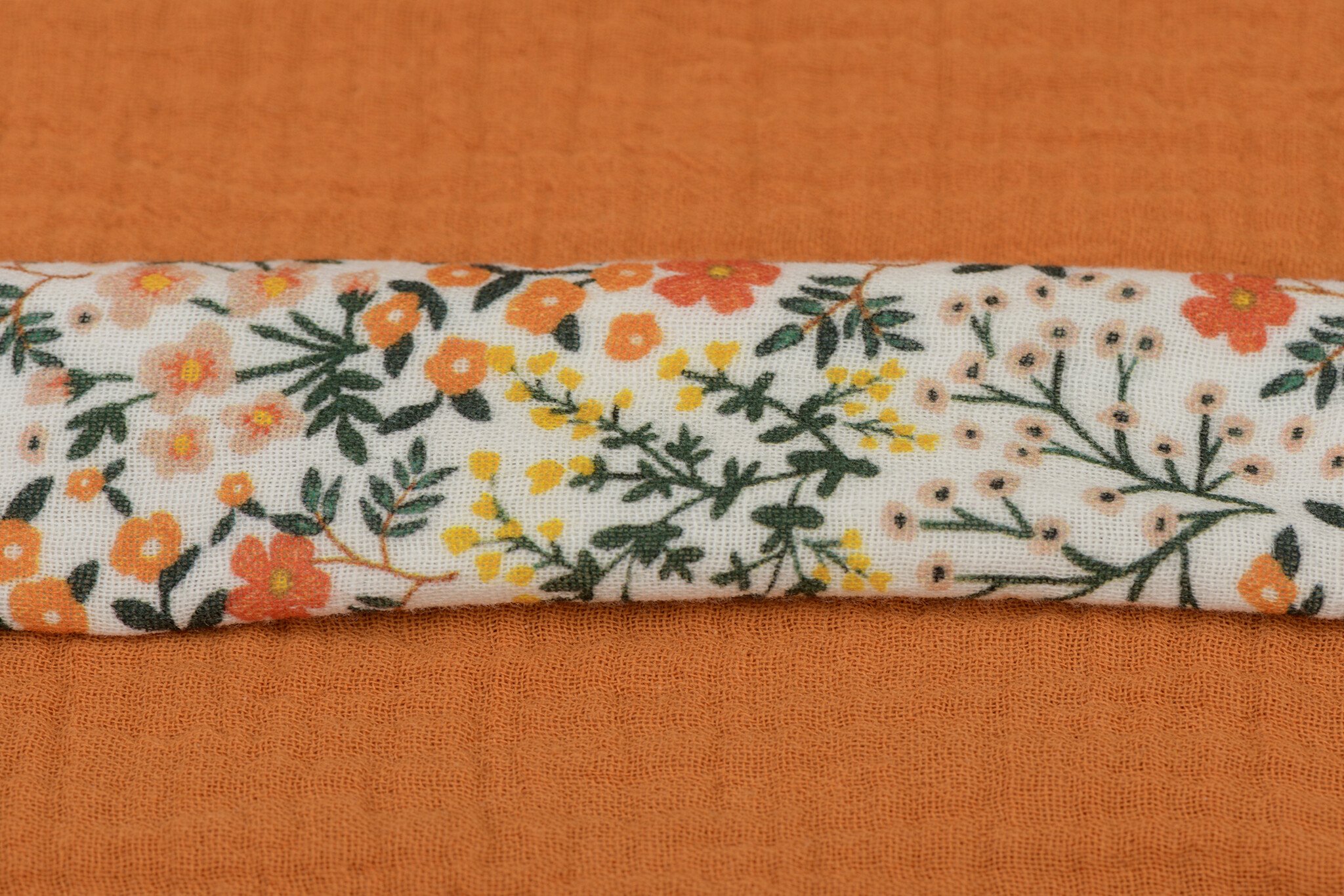 Hydrofiel Katoen Stof Digitale Print Bloemen - Wit