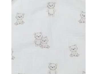 Organic Hydrofiel Katoen Stof - Baby Beertjes - Offwhite