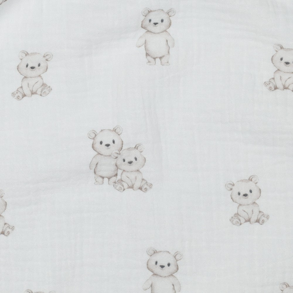 Organic Hydrofiel Katoen Stof - Baby Beertjes - Offwhite