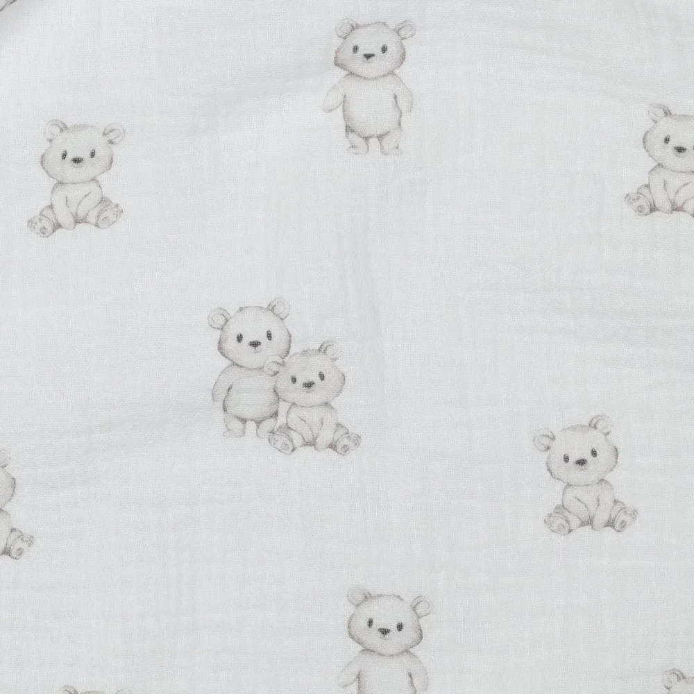 Organic Hydrofiel Katoen Stof - Baby Beertjes - Offwhite