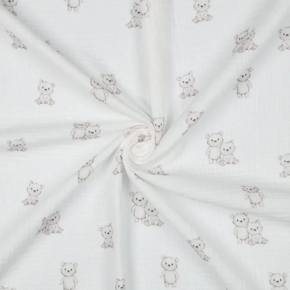 Organic Hydrofiel Katoen Stof - Baby Beertjes - Offwhite