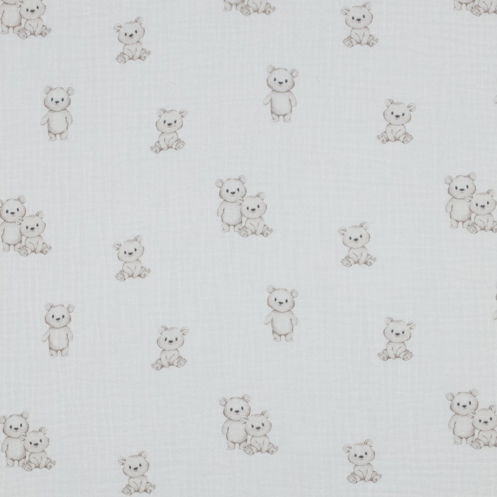 Organic Hydrofiel Katoen Stof - Baby Beertjes - Offwhite