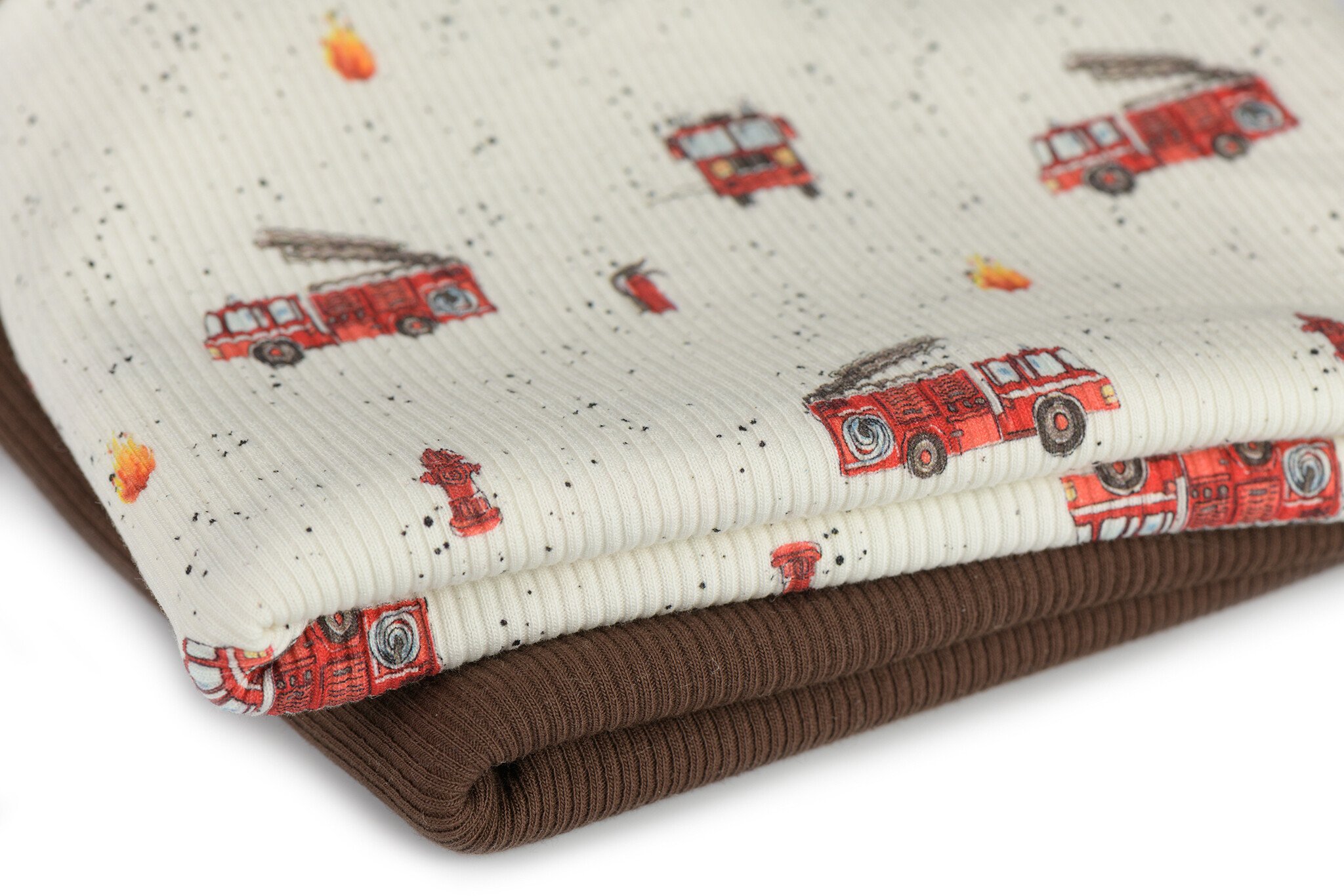 Rib Jersey Stof - Brandweerwagen