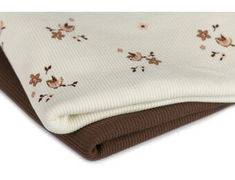 Rib Jersey Stof - Vogeltje Ecru