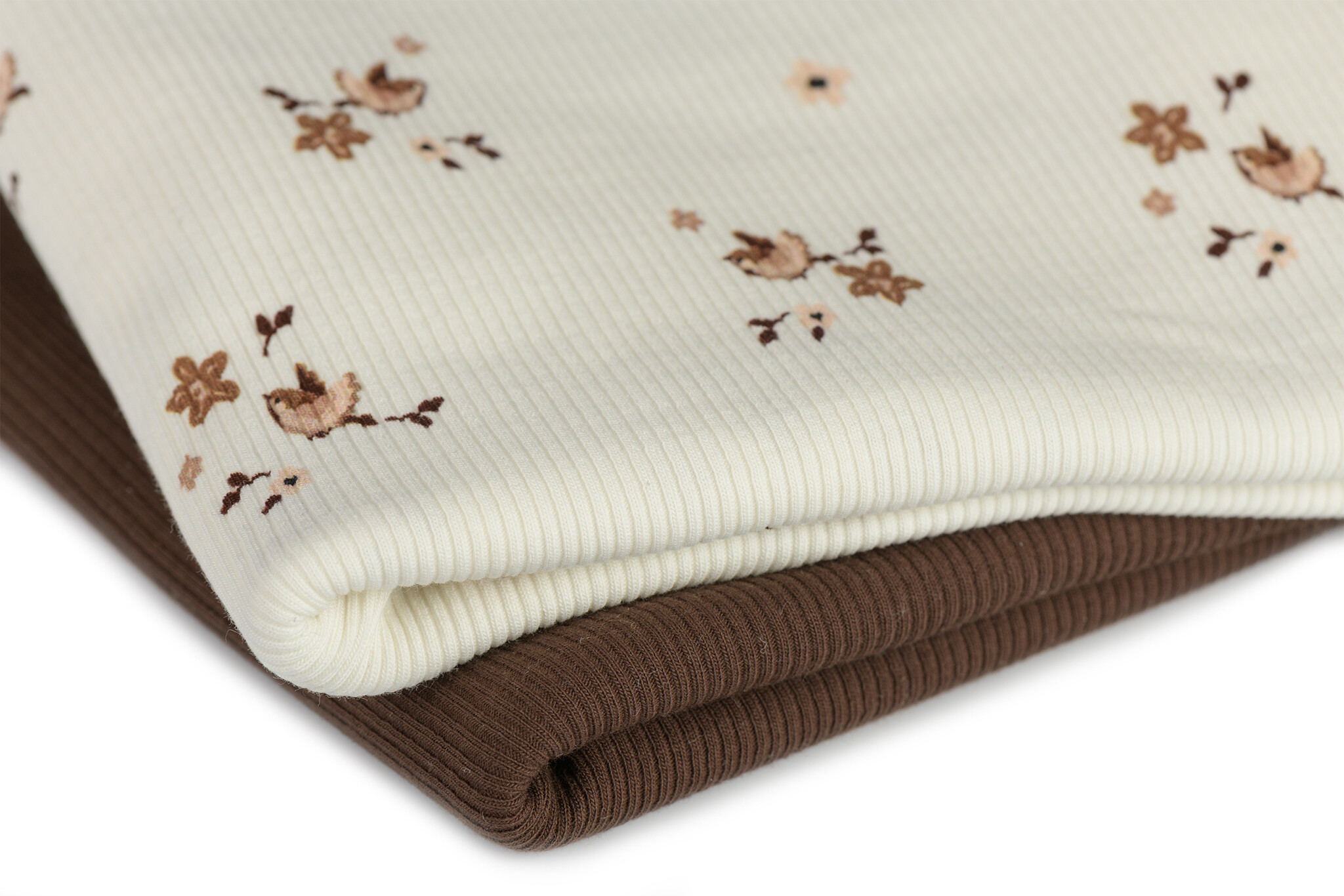 Rib Jersey Stof - Vogeltje Ecru