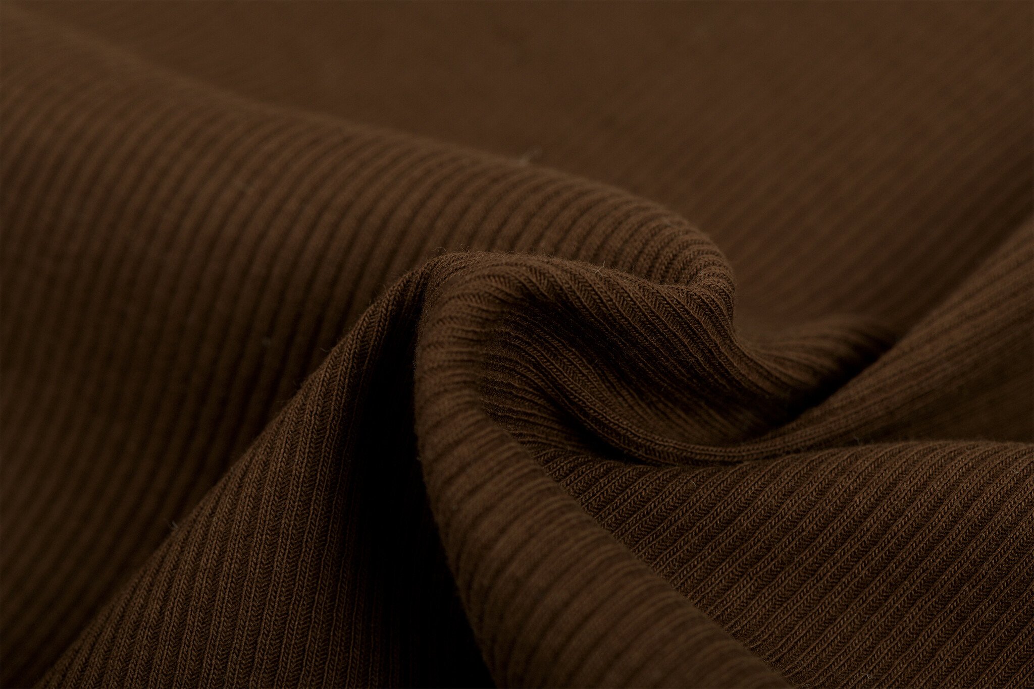 Rib Jersey Stof Chocolade Bruin